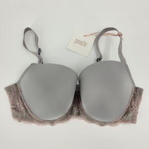 Panache Bra Size 38DD Clara Molded Cup Opal Gray Pink Lace Underwire NEW